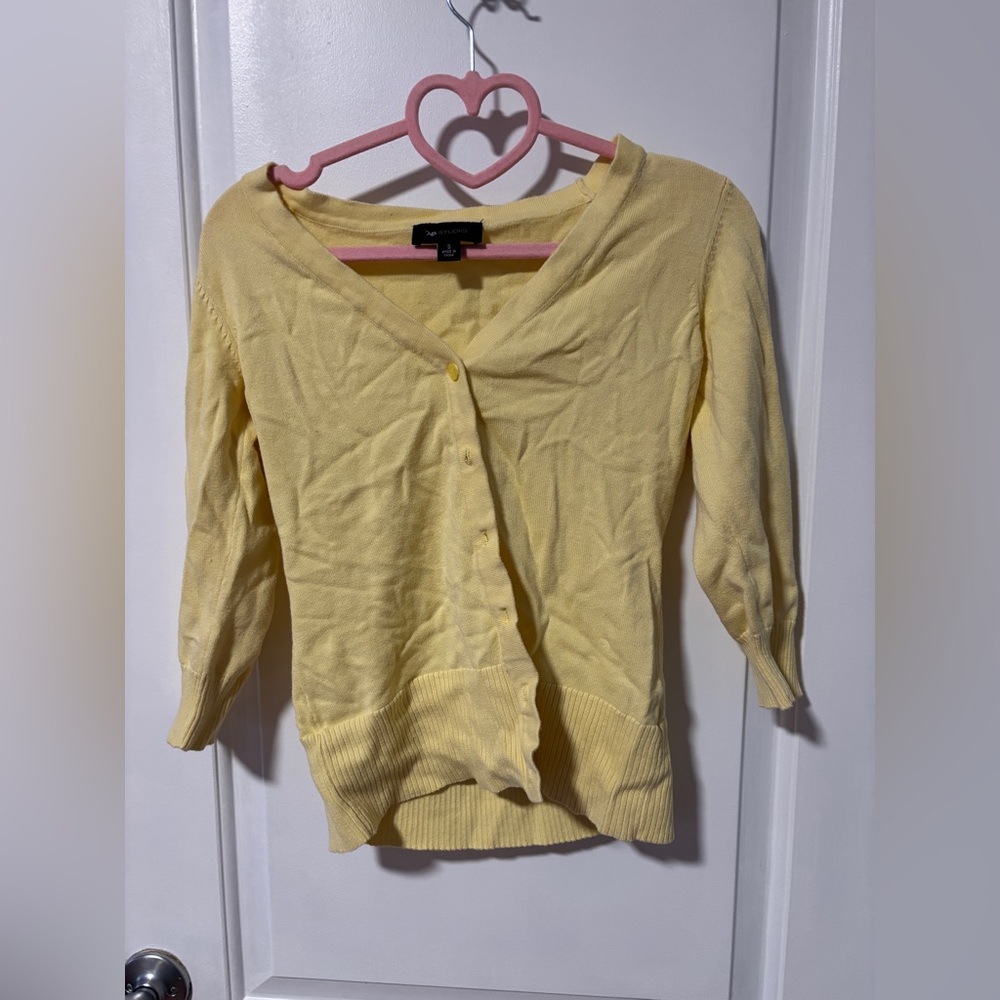 AB Studio Yellow Button Down Cardigan